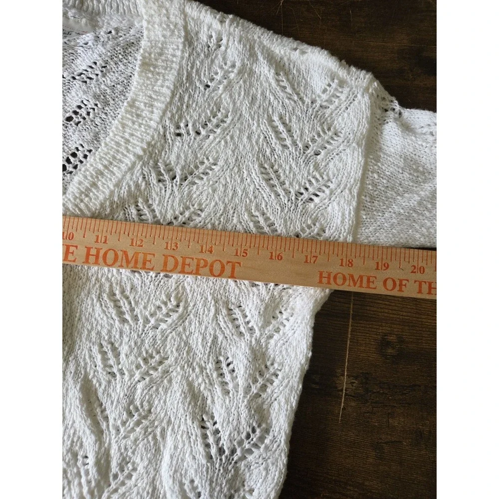 Abercrombie Kids‎ Girls 9/10 White Open Knit Button Front Cardigan Long Sleeve